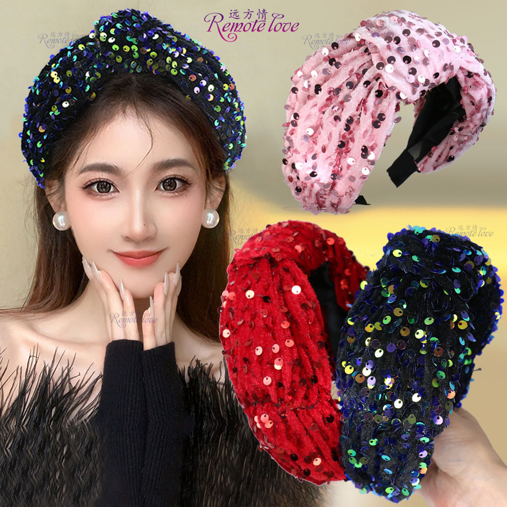 remote love/远方情时尚亮片打结发箍女高颅顶显瘦宽边头箍T3150