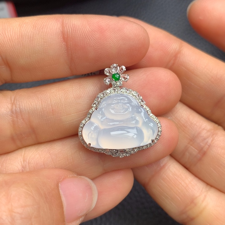 翡翠吊坠(不含链)18K金镶嵌亲****烈