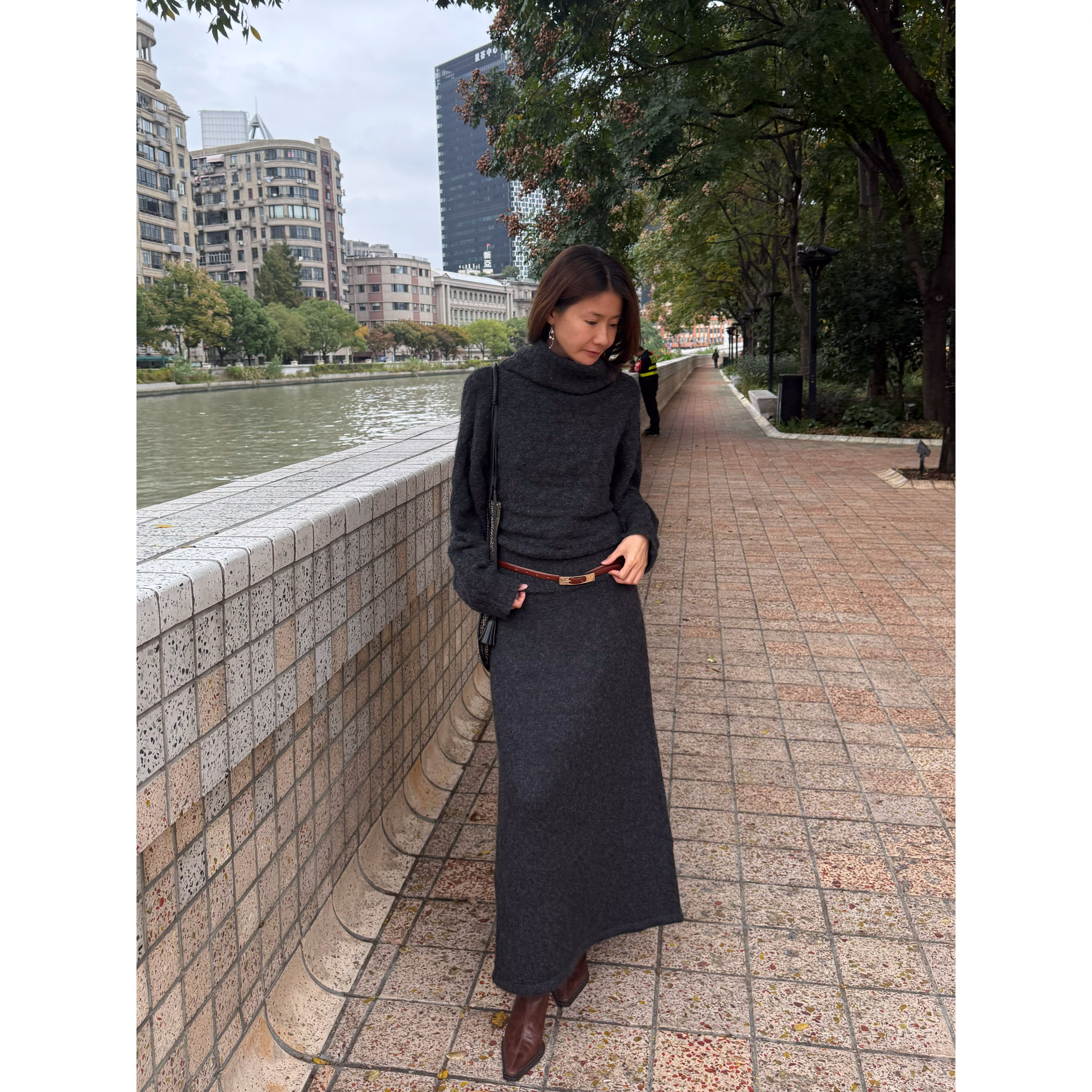 百搭基础款 30%羊驼毛 加厚保暖宽松 毛织半身裙