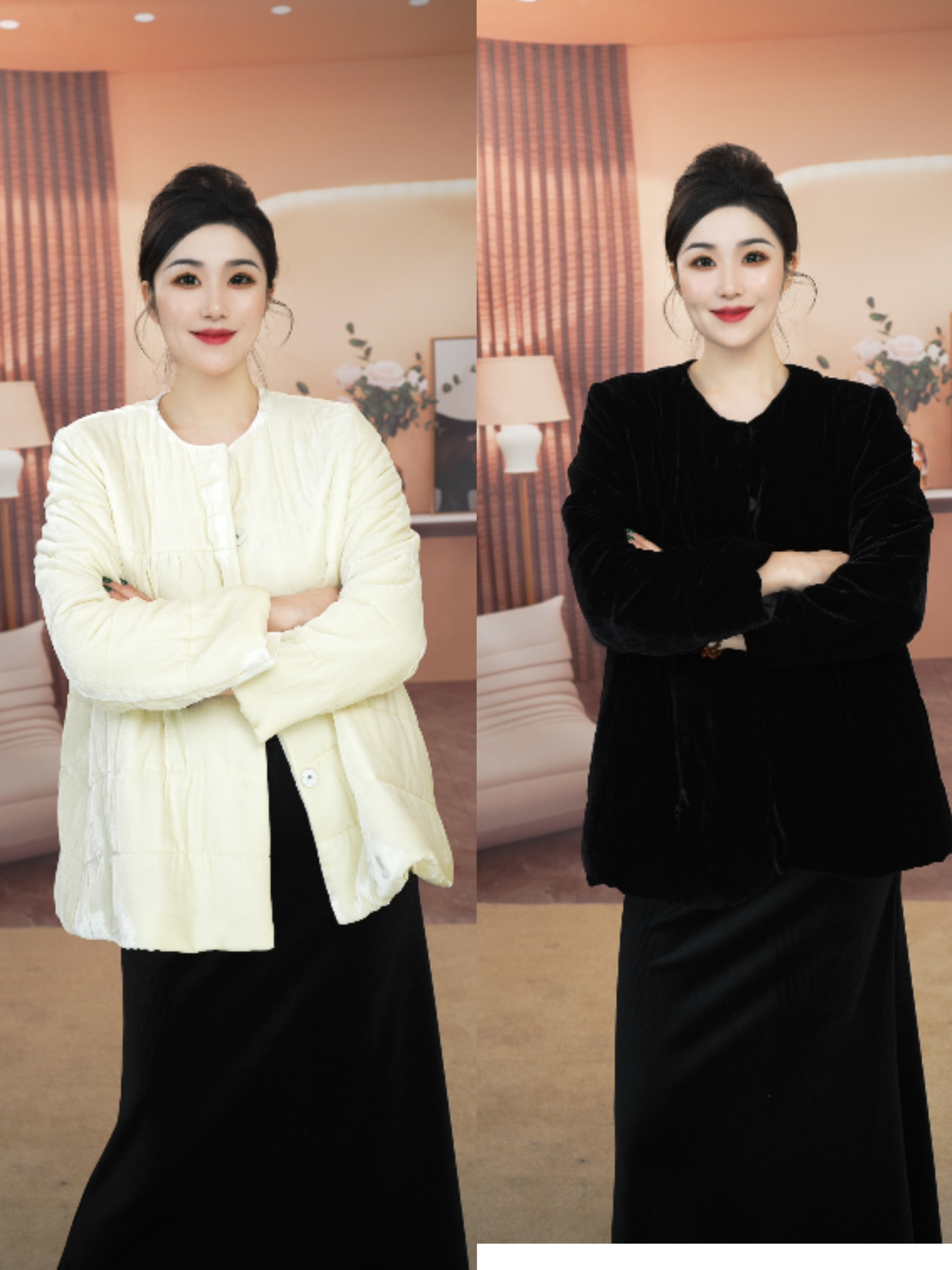 白姐原创设计新中式桑蚕丝丝绒时尚冬季保暖棉服208125