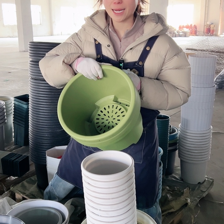 塑料瑕疵球根盆4#果绿3个无拖