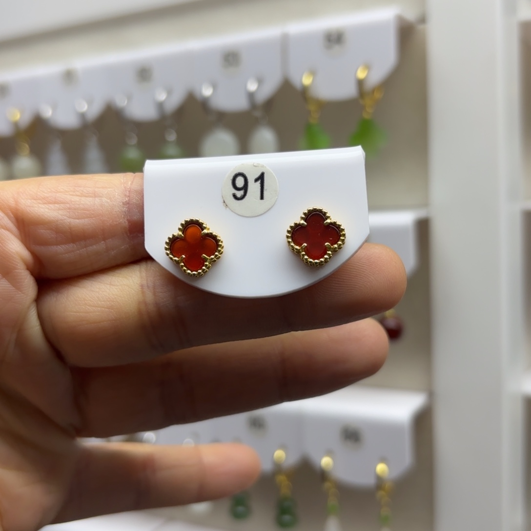 玛瑙/玉髓银S925镶嵌耳饰