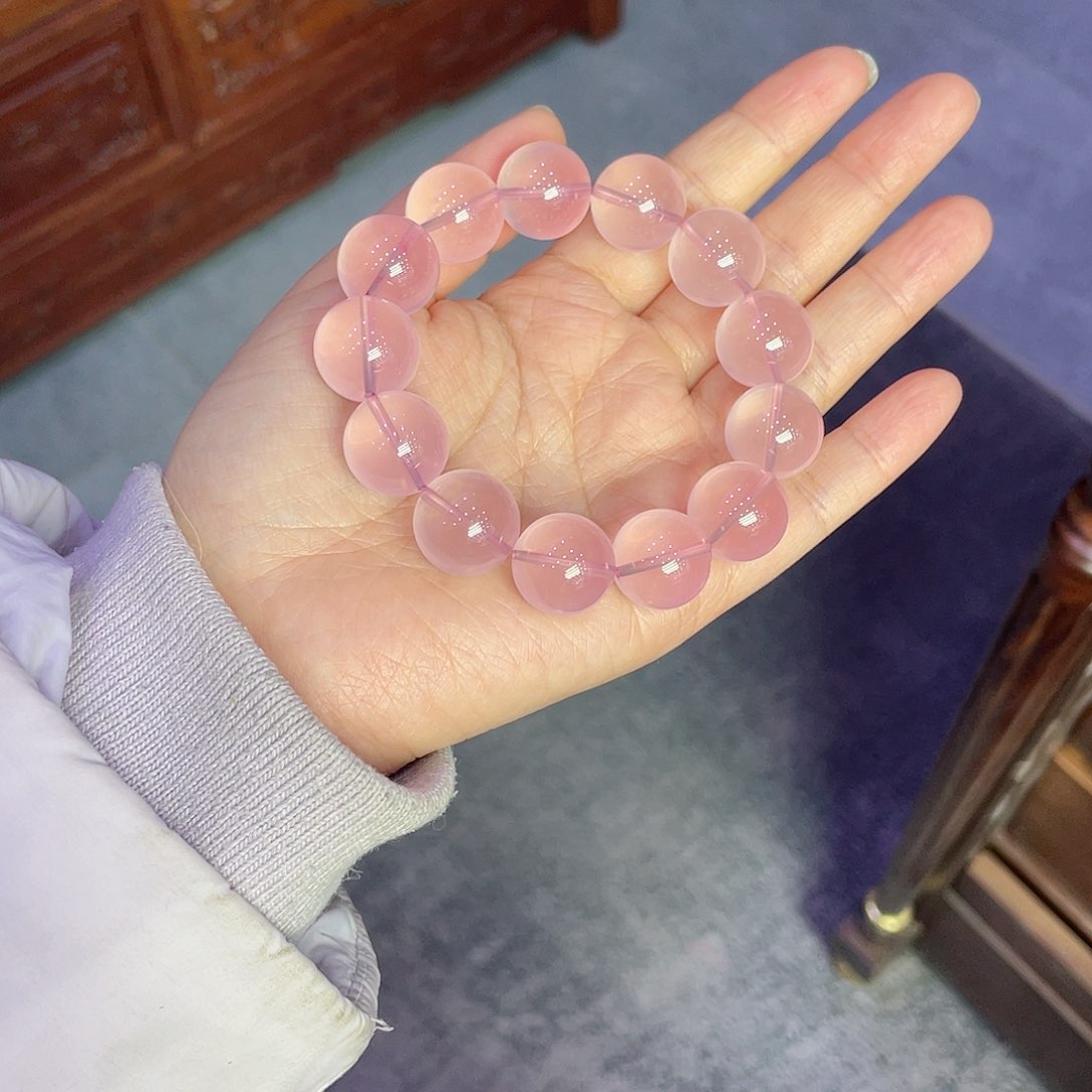 芙蓉石手链未镶嵌粉晶