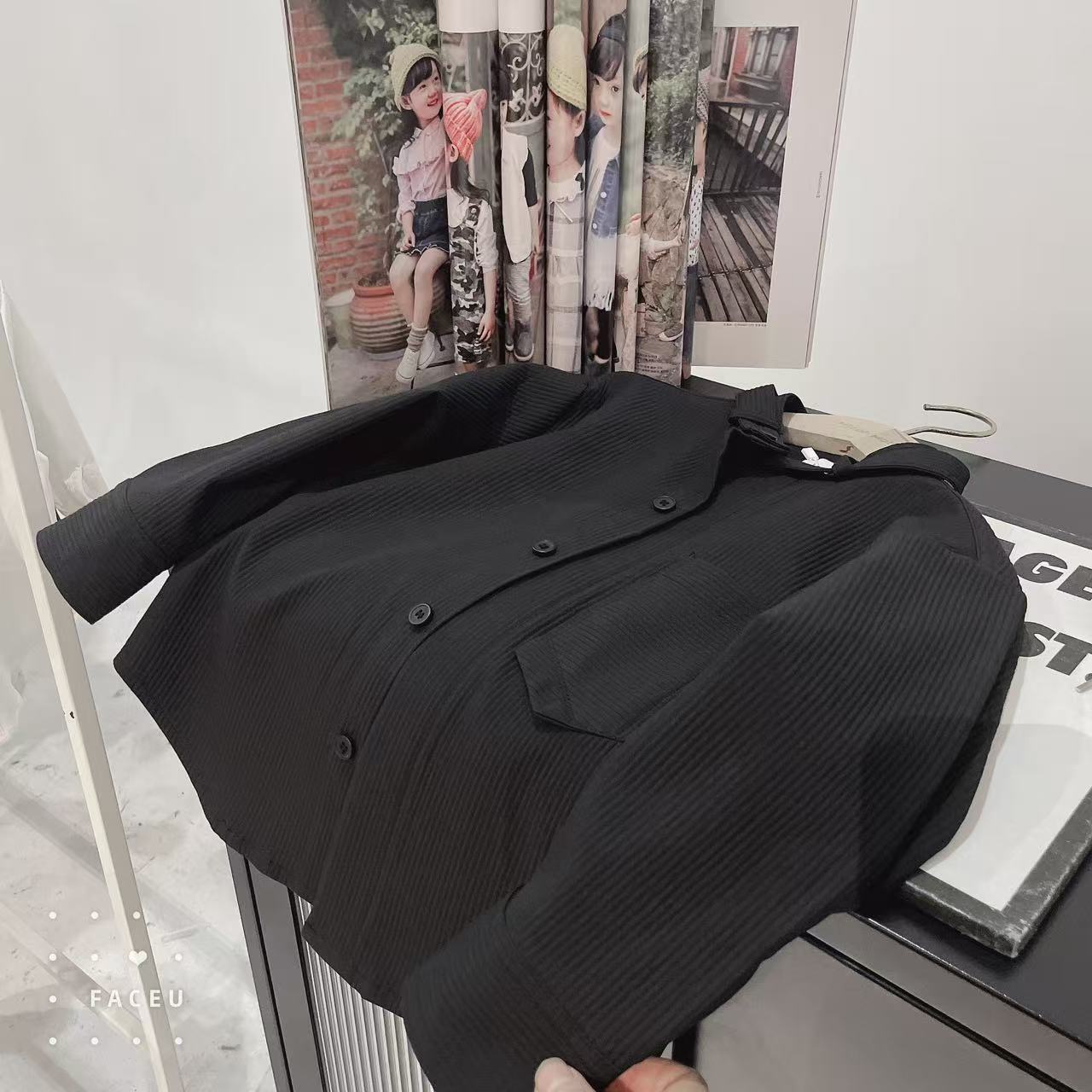 503182《黑》春款新款优选韩版儿童休闲舒适日常时尚百搭潮流衬衫