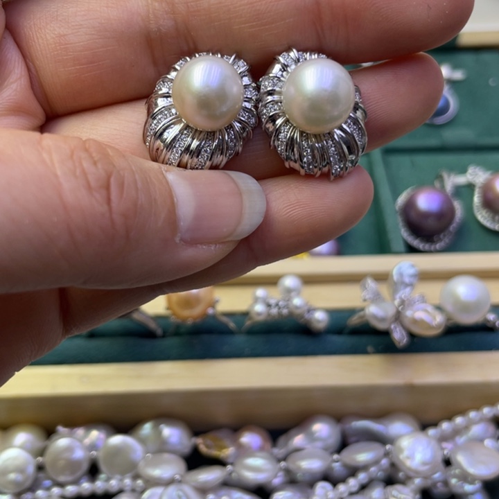 淡水珍珠耳饰合金