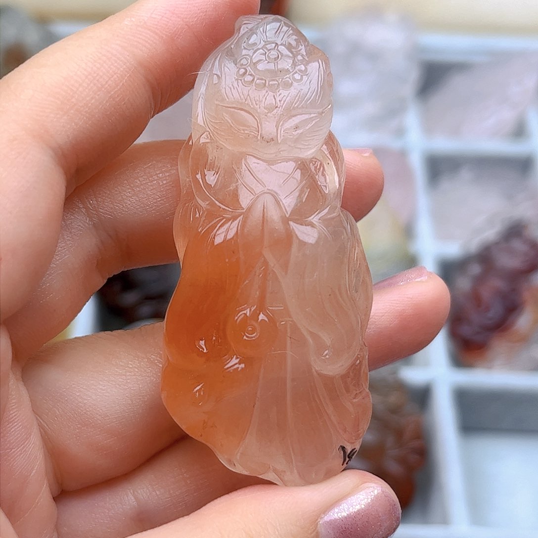 水晶吊坠(不含链)未镶嵌粉红兔毛