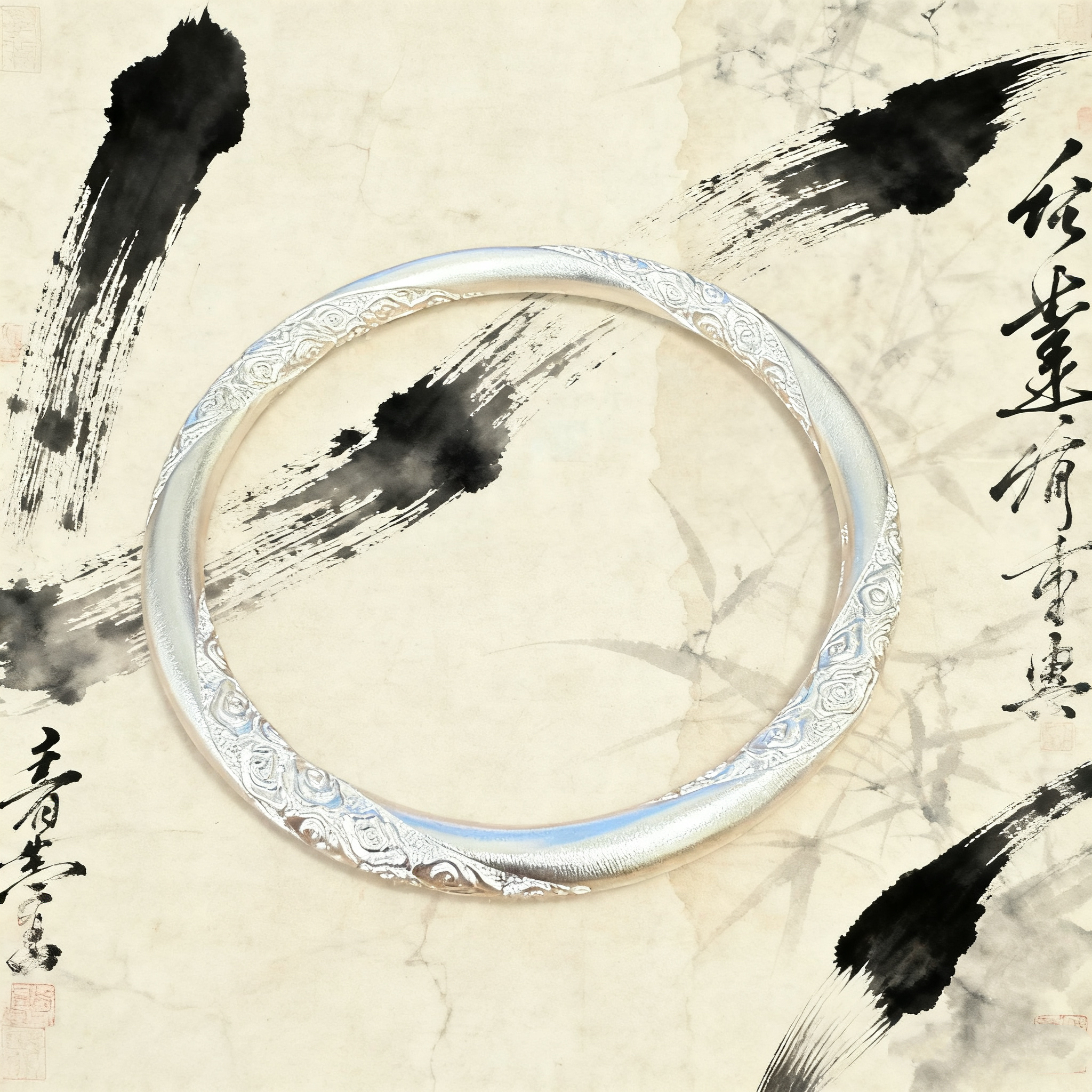 足银手镯 【祥云纹手镯】足银999古法磨砂气质百搭复古简约磨砂精美