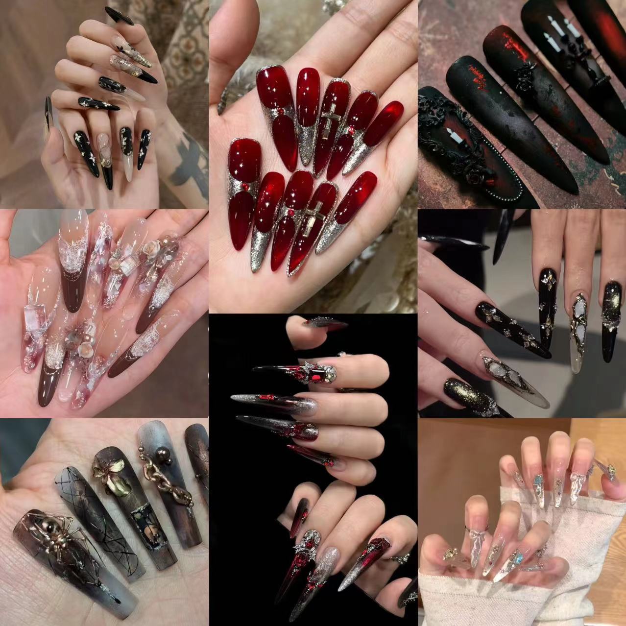 【乐在其中】流麻美甲纯手工手绘雕花流沙穿戴甲