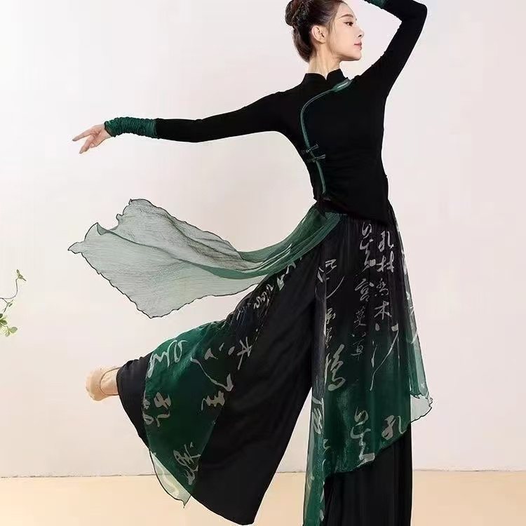 古典舞修身立领旗袍上衣舞蹈服演出服飘逸纱衣中国舞套装