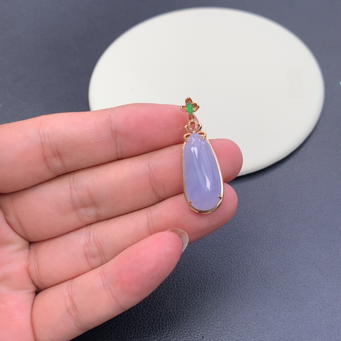 翡翠18K金镶嵌颈饰48小时鉴赏期退货不扣服务费