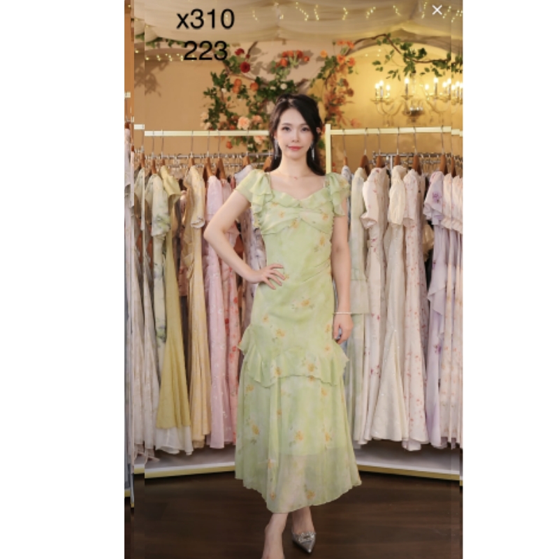 （七姐原创）奶油果绿 X310-223连衣裙正