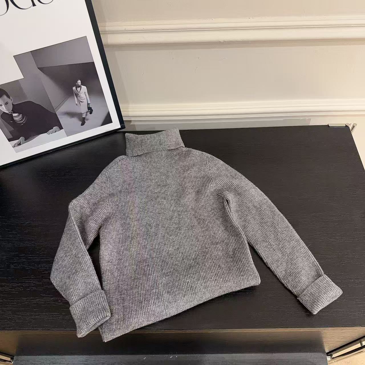 【两个小盆友】秋冬儿童韩版休闲高领针织百搭打底衫纯色毛衣886709