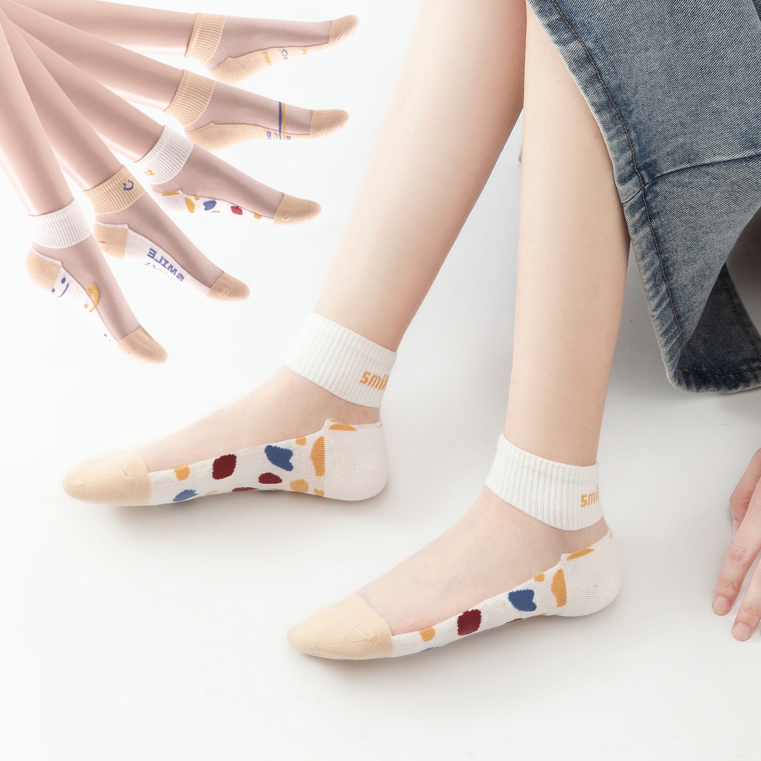 春夏袜子女薄款透气吸汗棉底水晶丝袜透明浅口卡丝船袜防臭防勾丝