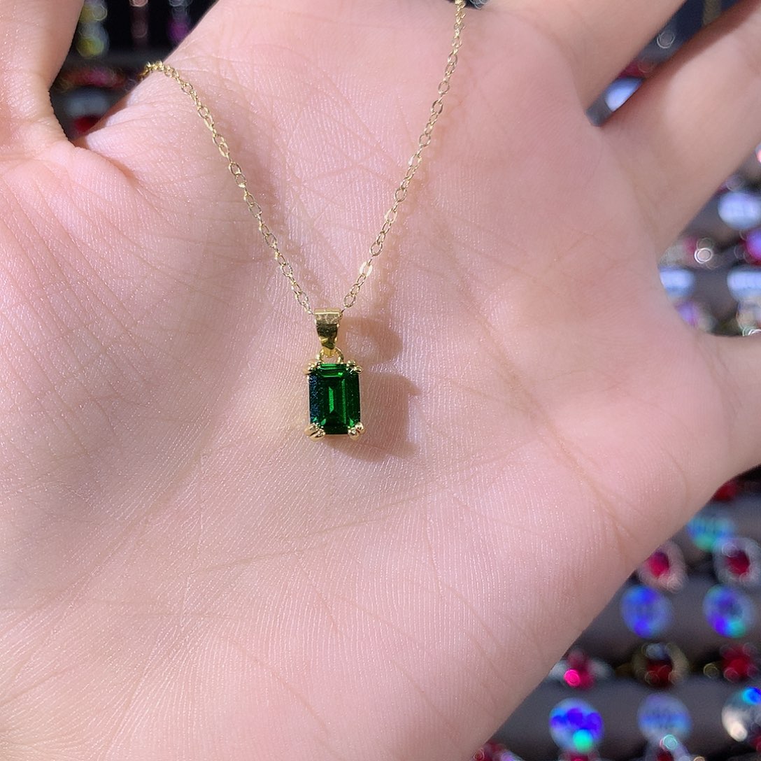 银S925镶嵌颈饰碧玺金57