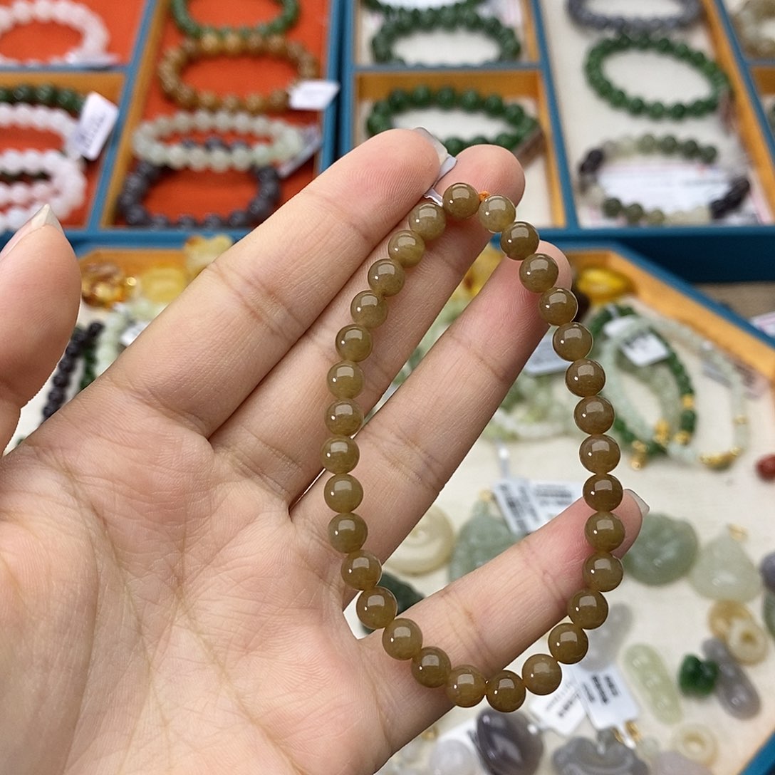 和田玉未镶嵌颈饰w6且末蜜糖6mm