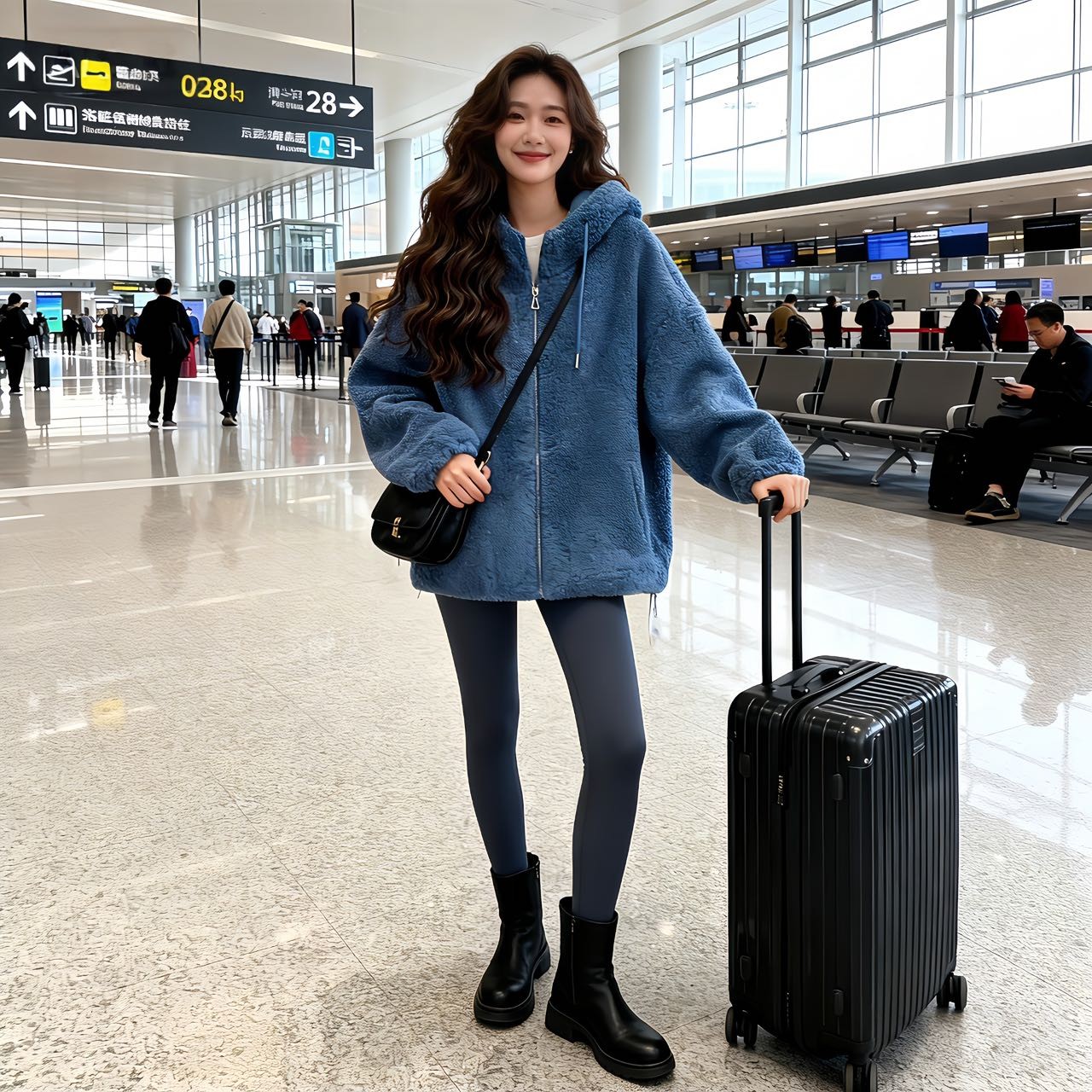 德*纳冬季新款仿羊羔绒外套9190