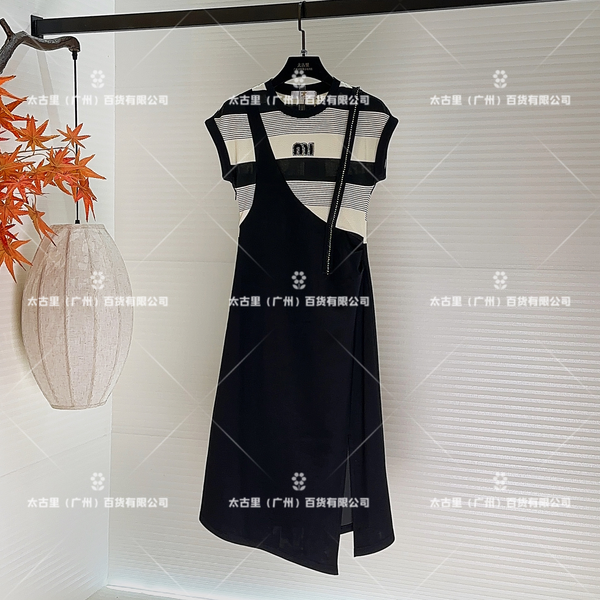 【linda专属】【4】夏季设计感假两件洋气显瘦条纹拼接连衣裙JC-A1591