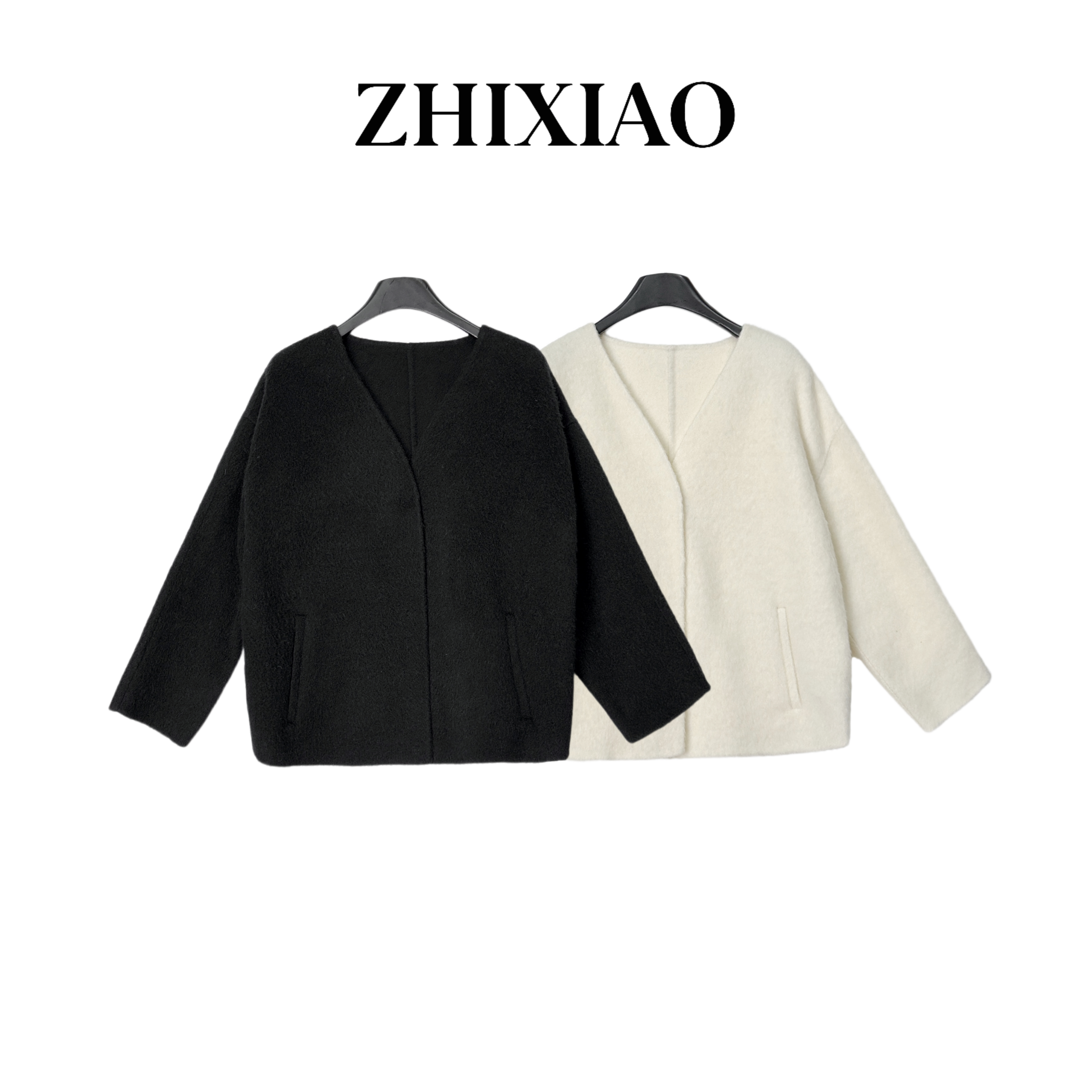 【ZHIXIAO】秋冬新款：V领苏力毛呢外套25039-1