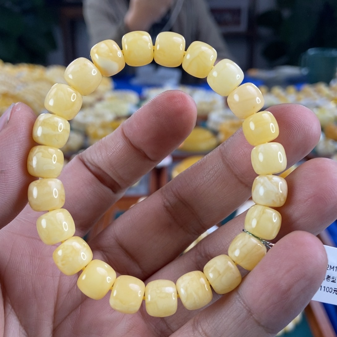 琥珀珠宝奇石未镶嵌9白花蜡老型手串11
