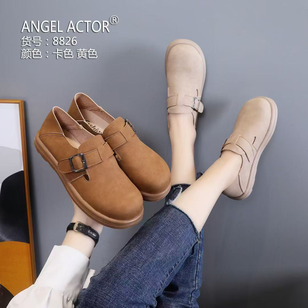 魔术贴皮面小单鞋2025新款舒适百搭女士单鞋 8826