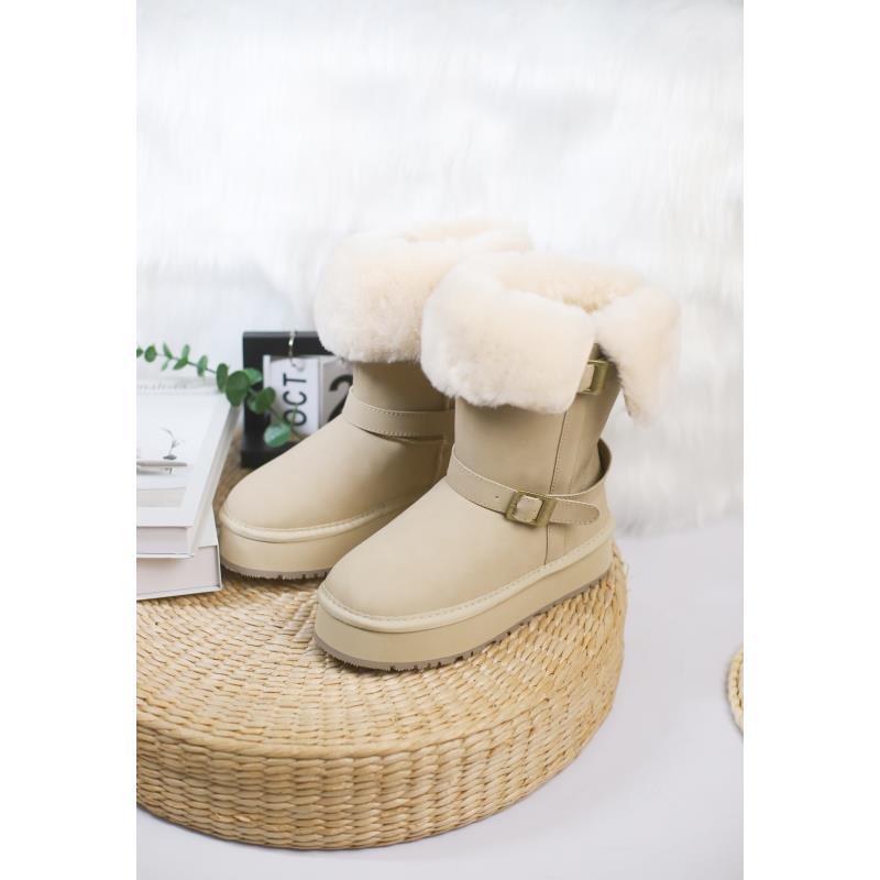 优格古【休闲】QS2210雪地靴冬季新款加绒厚底保暖百搭女士时尚棉鞋