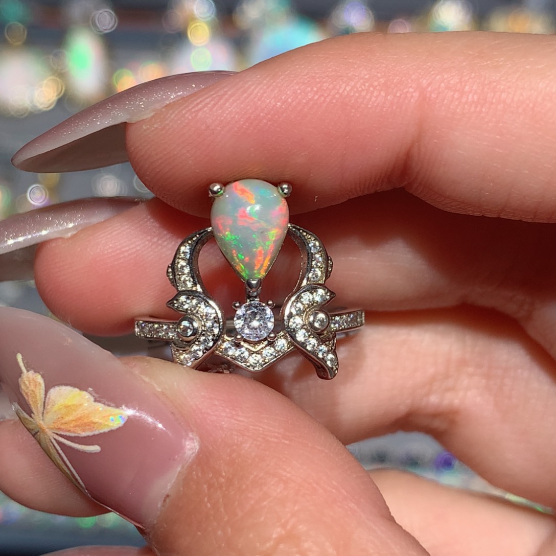 欧泊欧泊戒指y银S925镶嵌