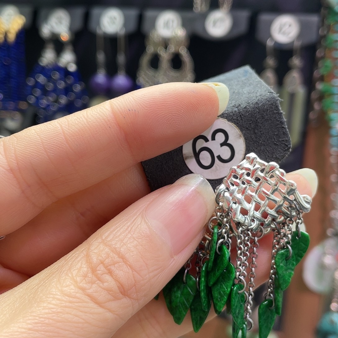 *****翡翠银S925镶嵌耳饰776hnggj