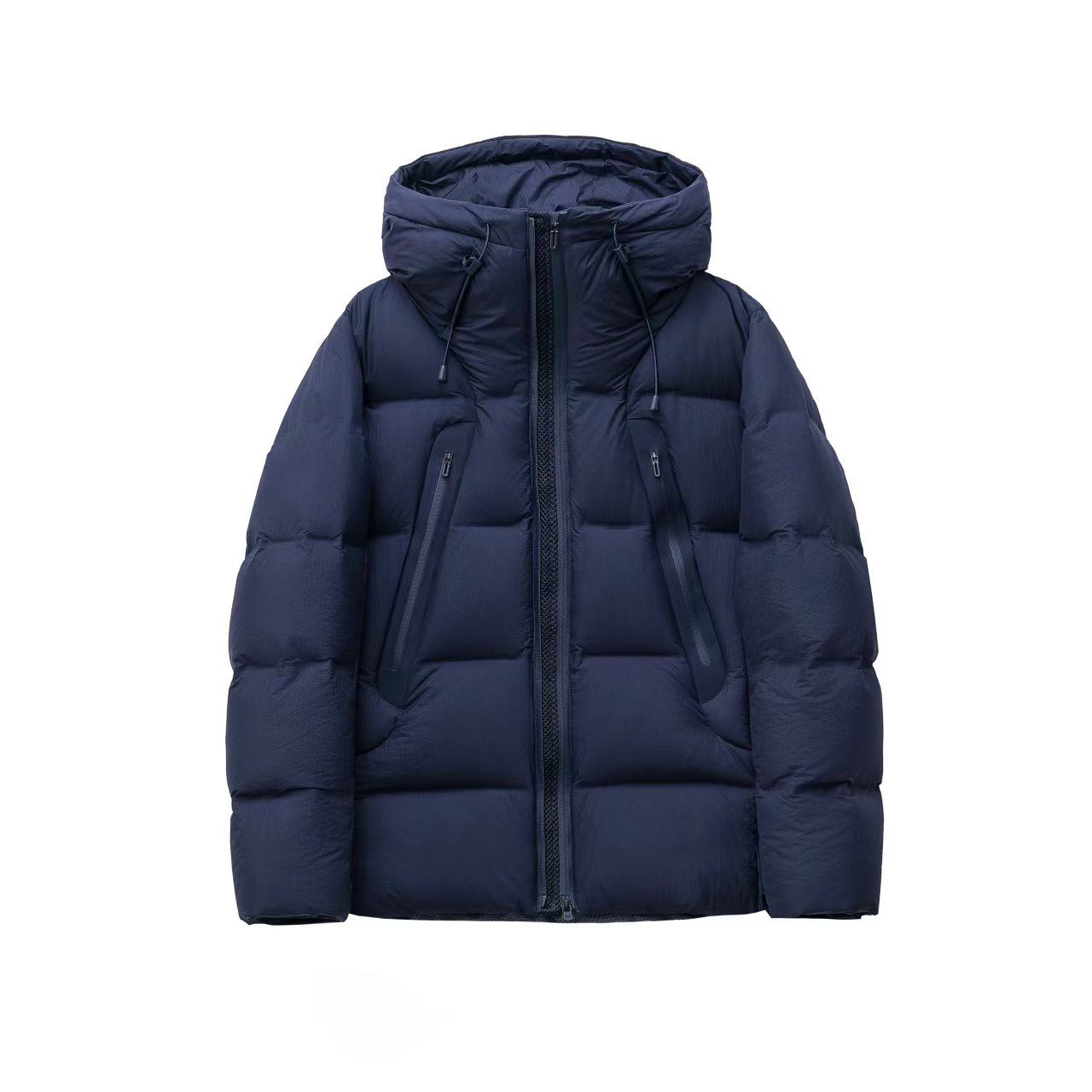 男女同款双门襟双拉链时尚百搭保暖连帽90绒羽绒服