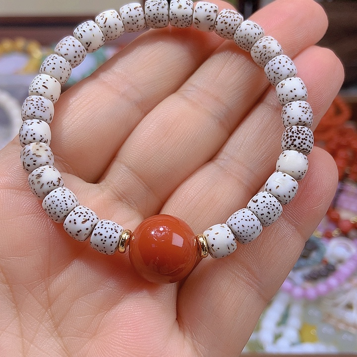 石英石纯铜星月大红珠手串11111