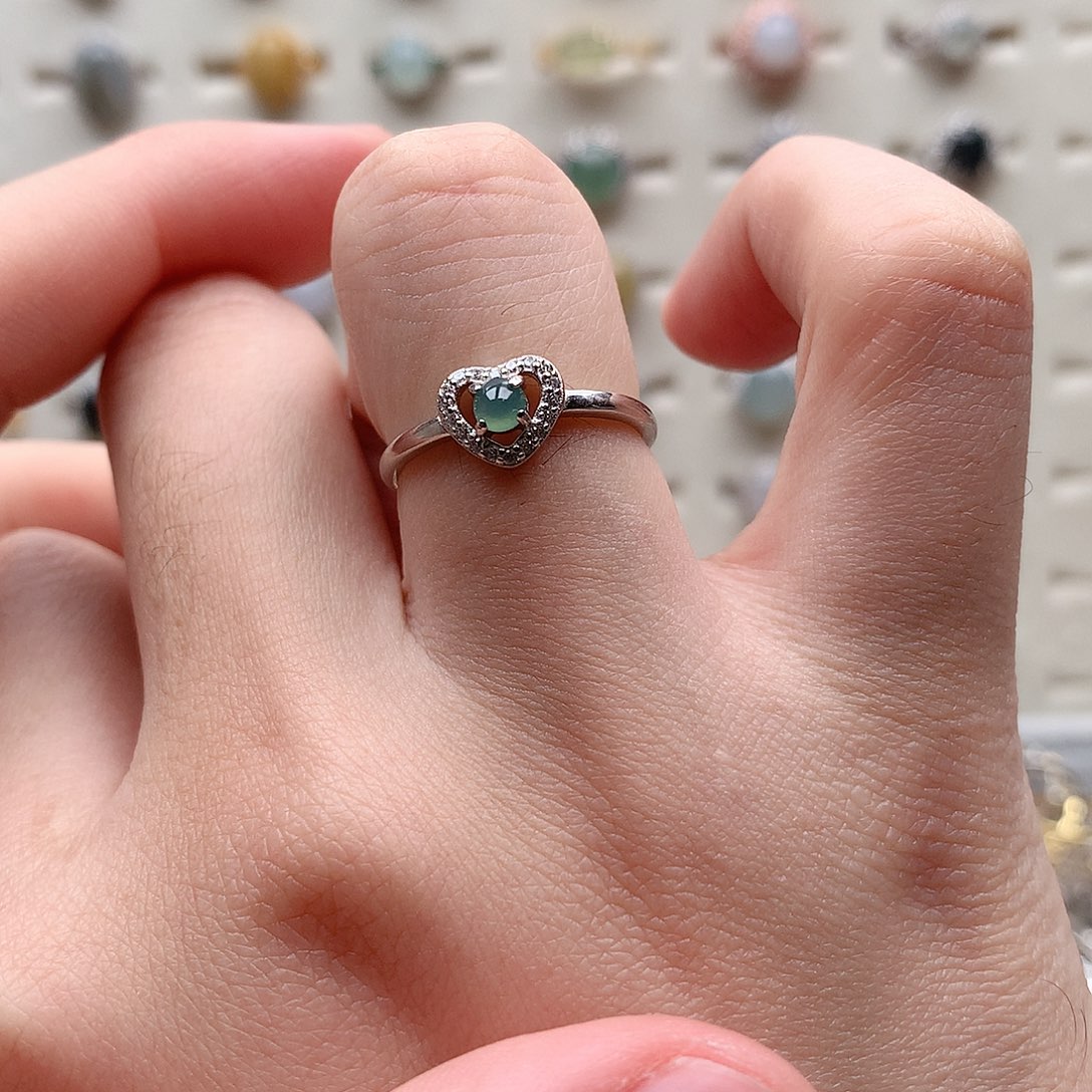 翡翠戒指银S925镶嵌0034