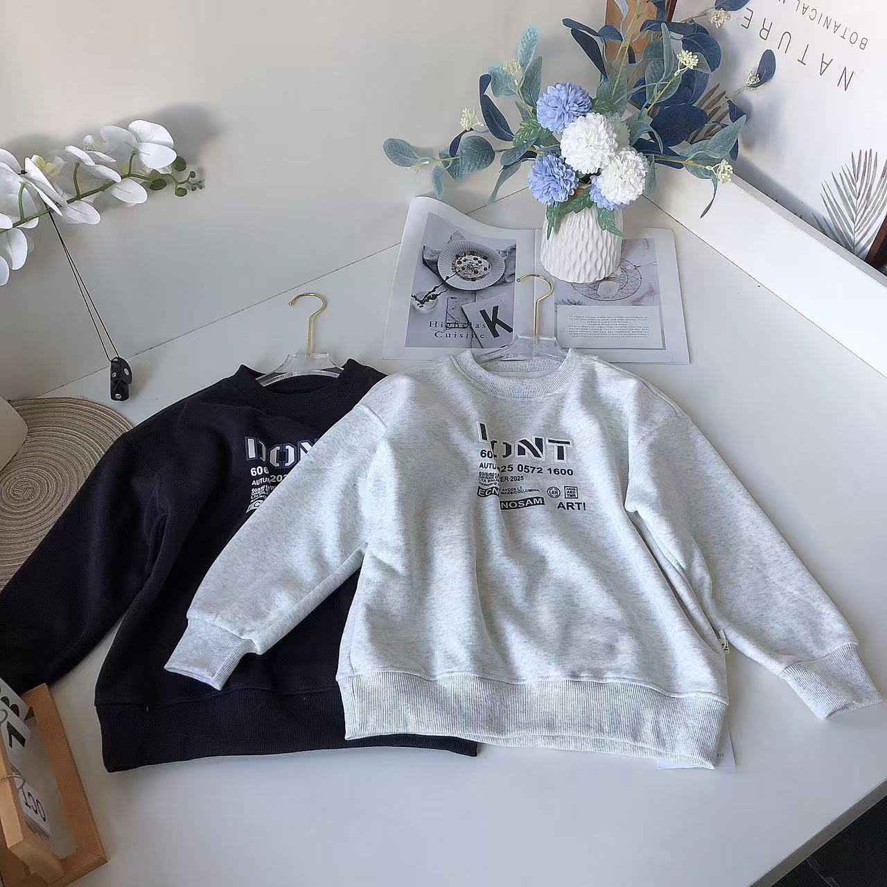 F113儿童新款加绒卫衣D字母款