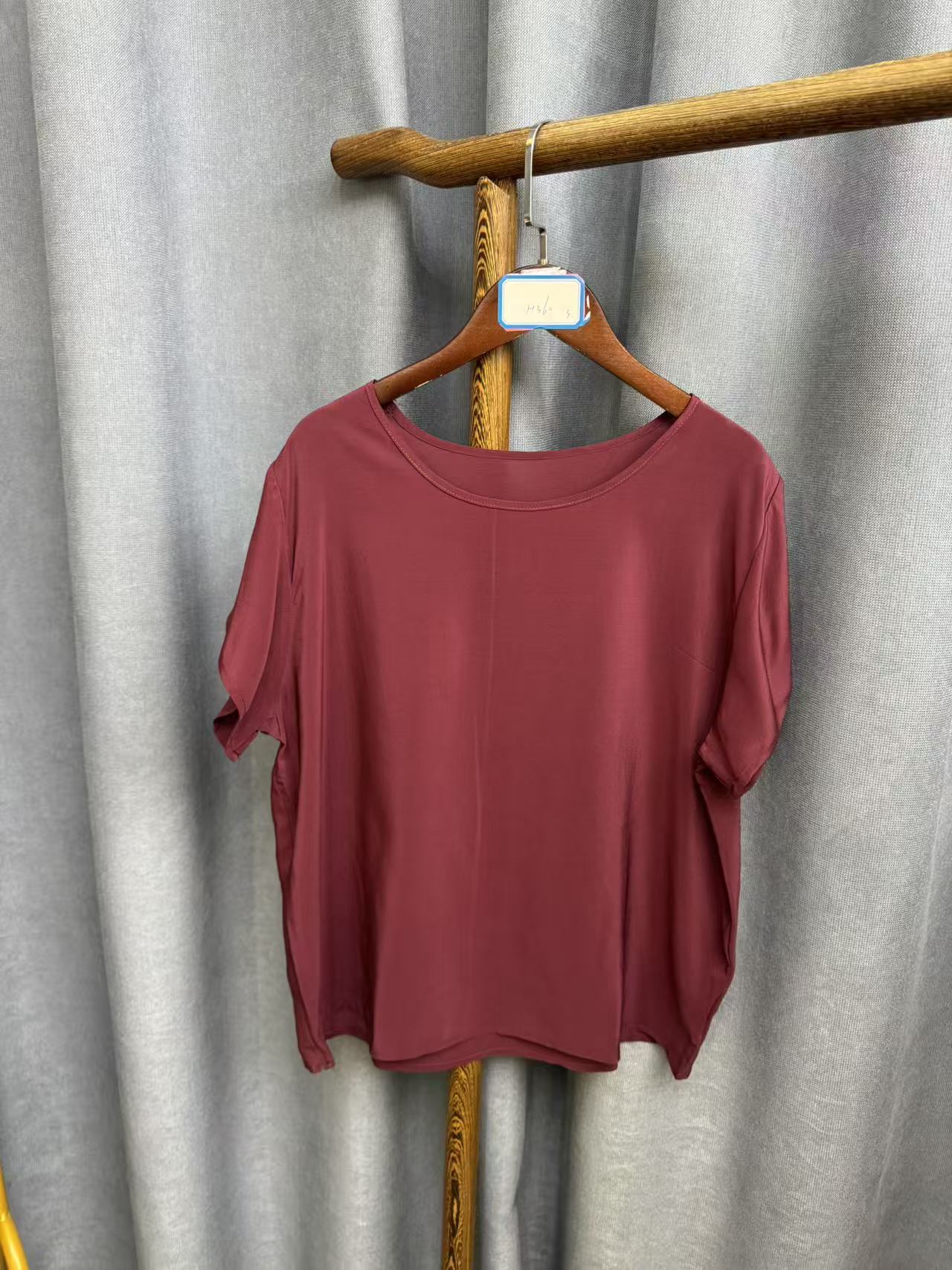 2025秋季新款休闲时尚圆领桑蚕丝短袖上衣女H360