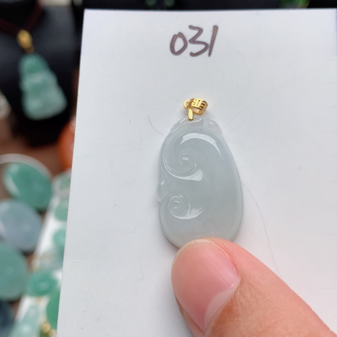 翡翠颈饰银S925镀金镶嵌吊坠