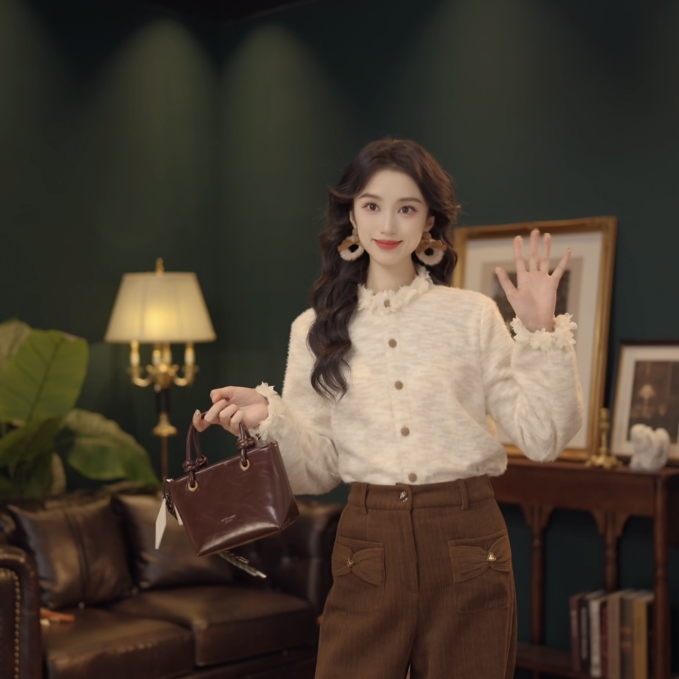 琦琦【白云浮笔】复古港风秋冬厚款休闲百搭衬衫上衣YE0708568