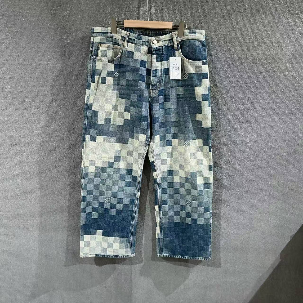 未使用 LouisVuitton/路易威登 （pm）棋盘格牛仔裤 36码/1858