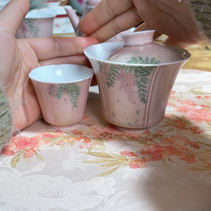 【闪购商品】瓷片紫藤思悠盖碗+杯