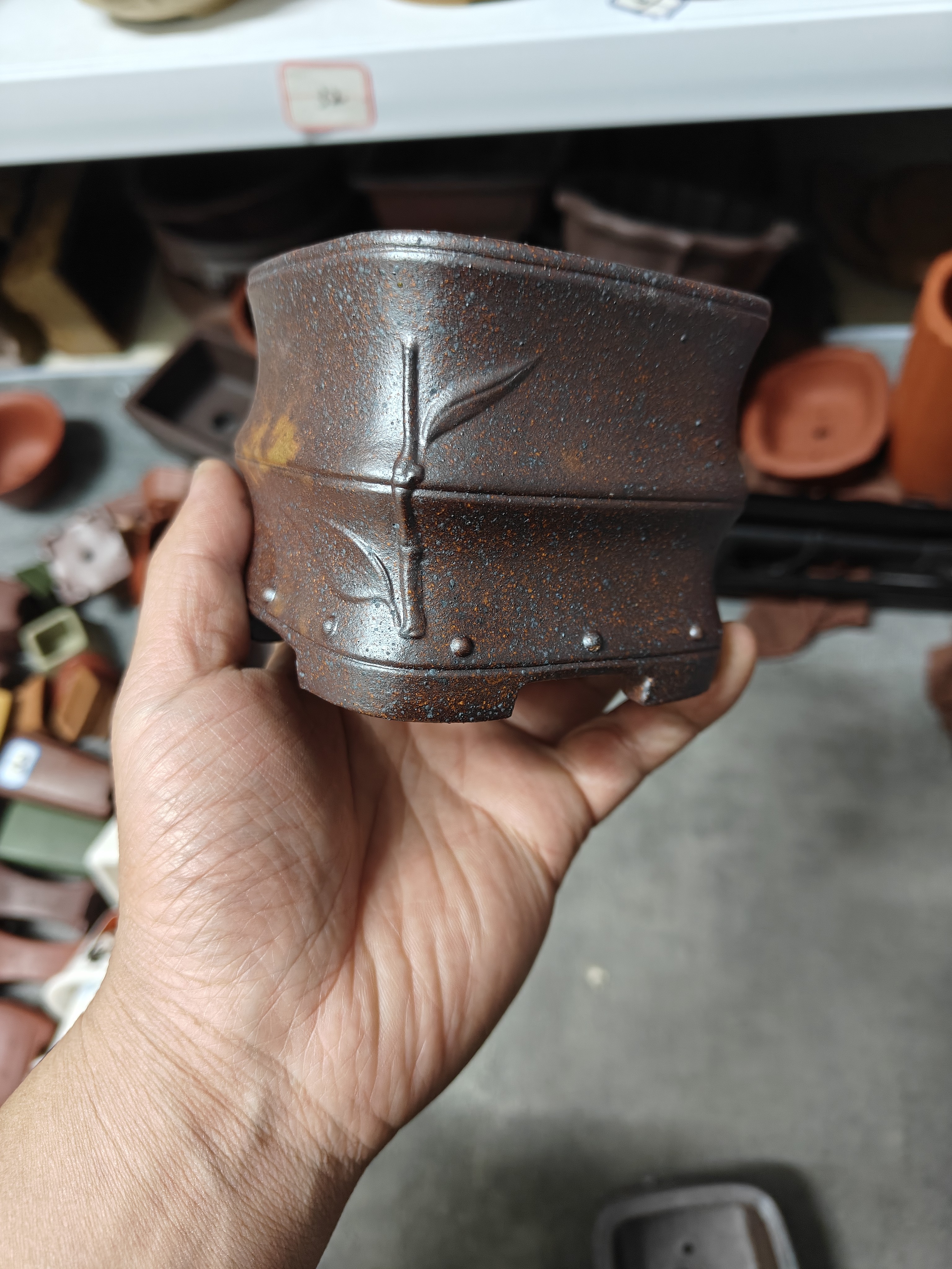 柴烧竹节 紫砂小花盆经典实用款内径7.5*5.*