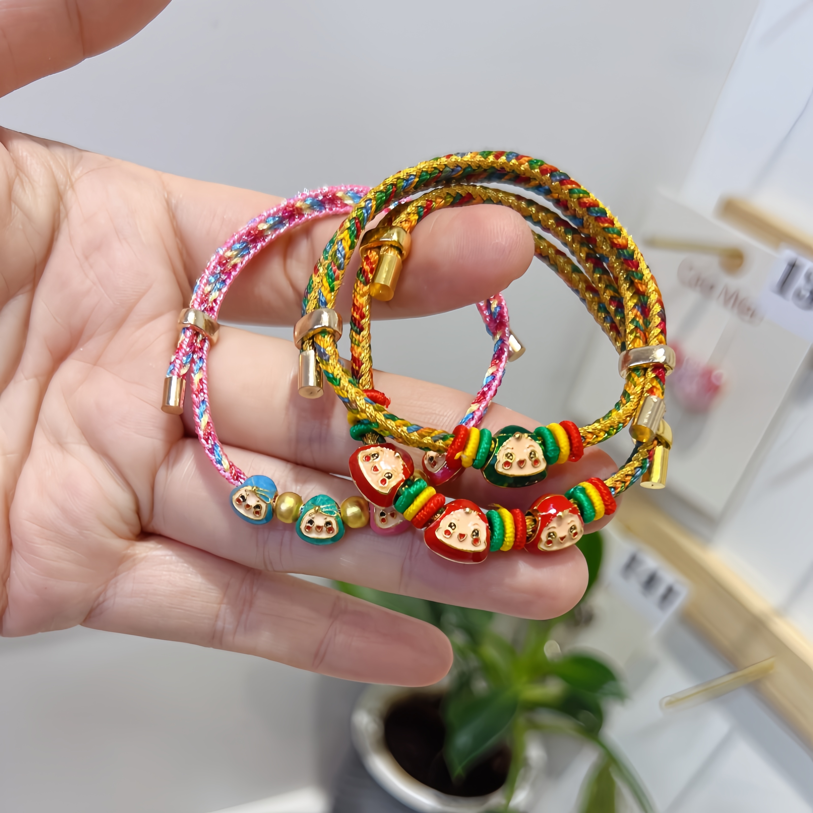 端午节儿童亲子编织可爱手链可调节伸缩合金卡通节日氛围儿童发饰