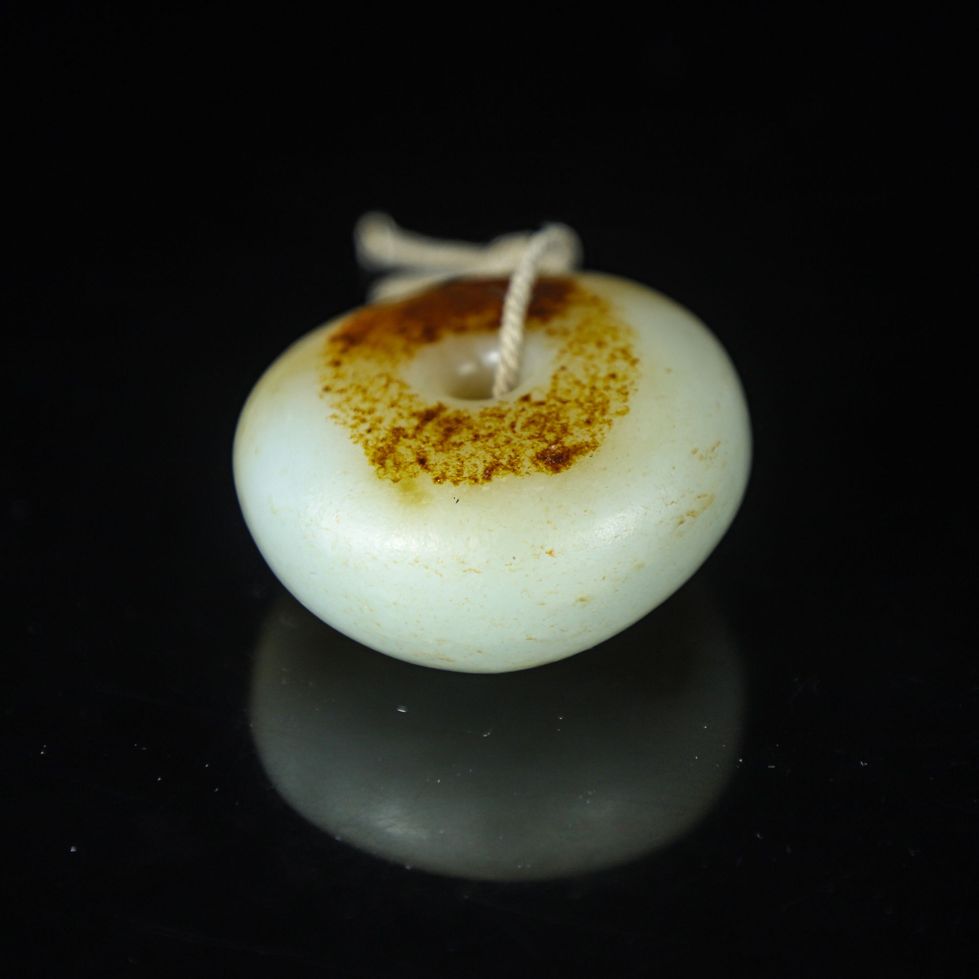 TCWWA10041清晚和田白玉平安扣把件