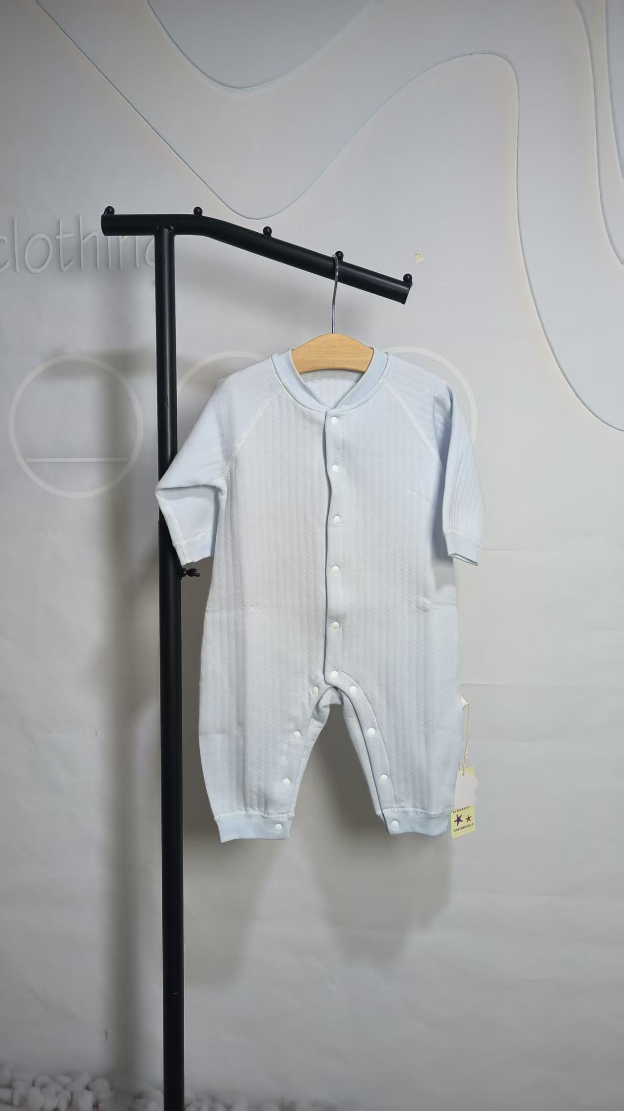婴幼儿长袖夹丝双层连体衣秋冬新生儿纯棉闭裆哈衣婴童宝宝外出服