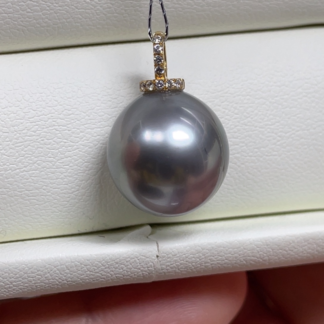 吊坠(不含链)18K金镶嵌海水珍珠13.6mm