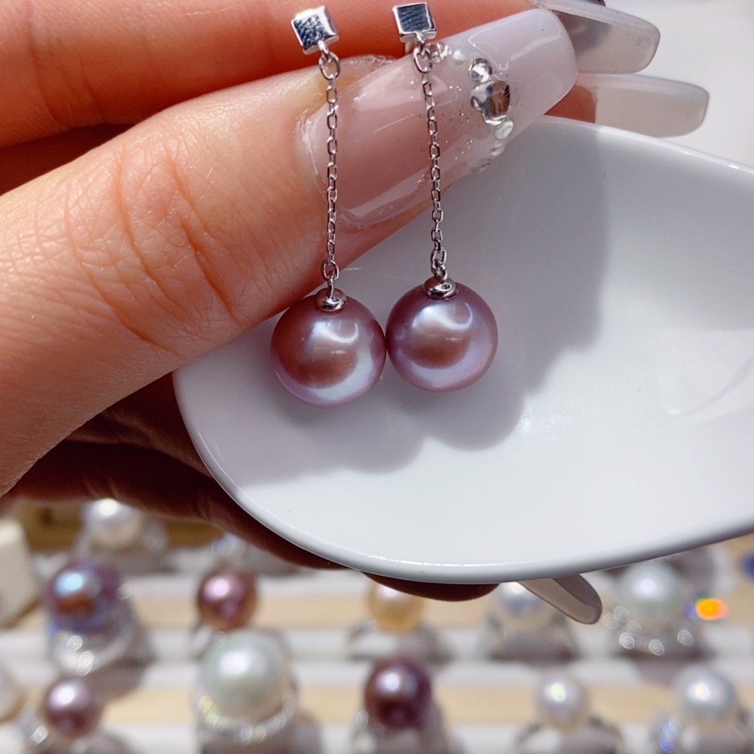 淡水珍珠耳饰银S925镶嵌