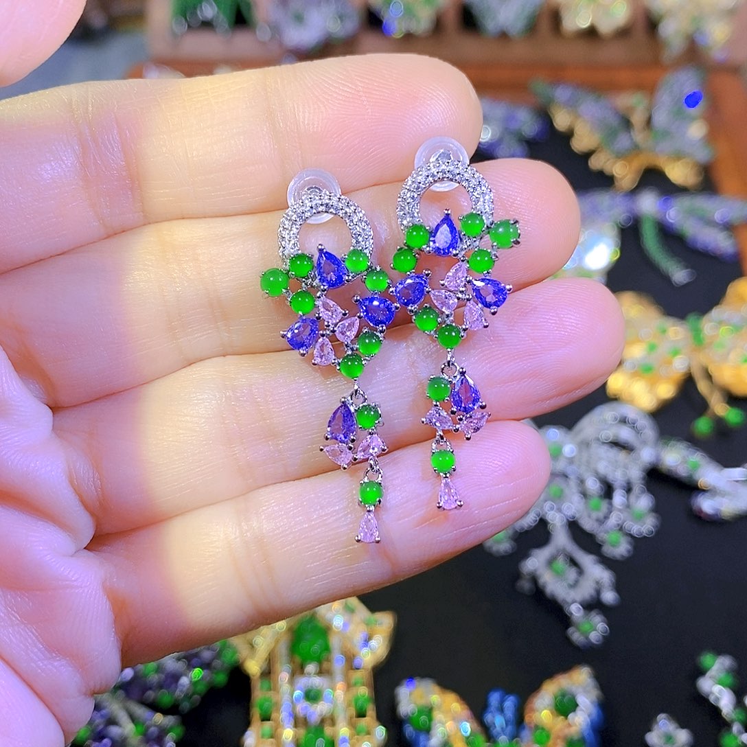 吊坠(不含链)银S925镶嵌翡翠