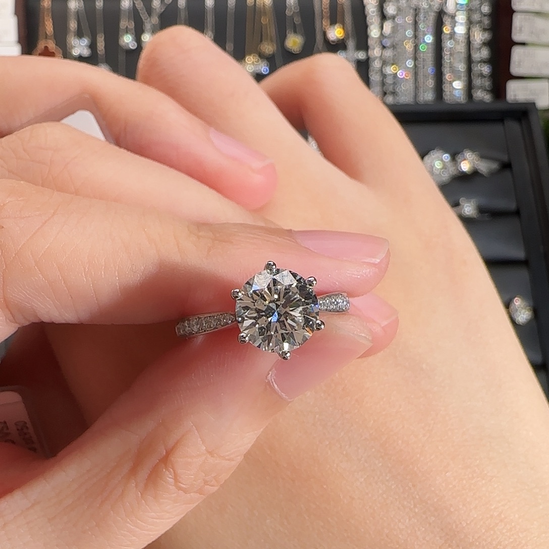 铂Pt950镶嵌实验室培育钻石星光6爪