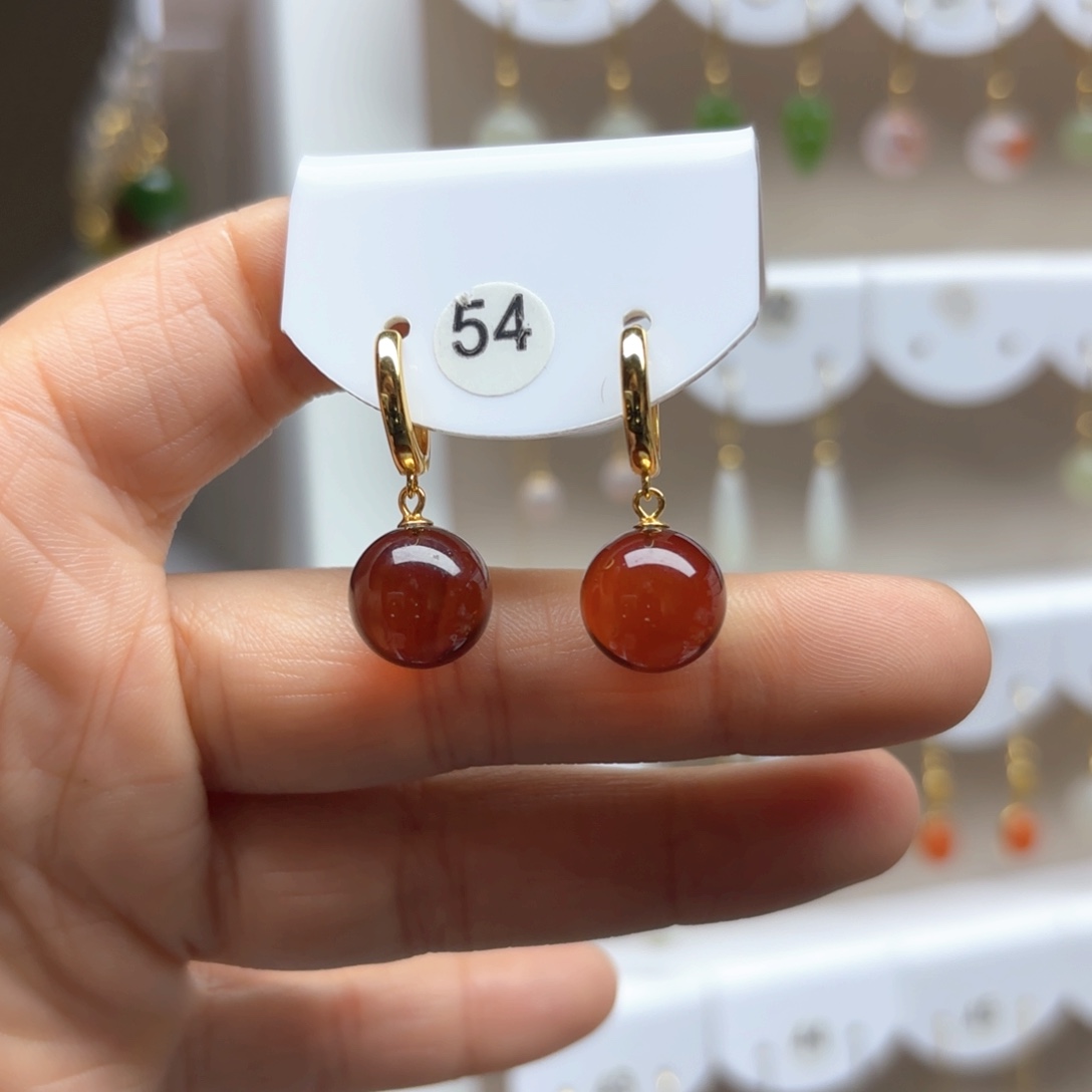 银S925镶嵌血珀耳饰血珀