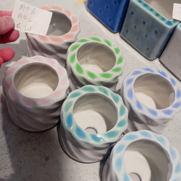 陶瓷拇指盆半手工花盆浮力炸