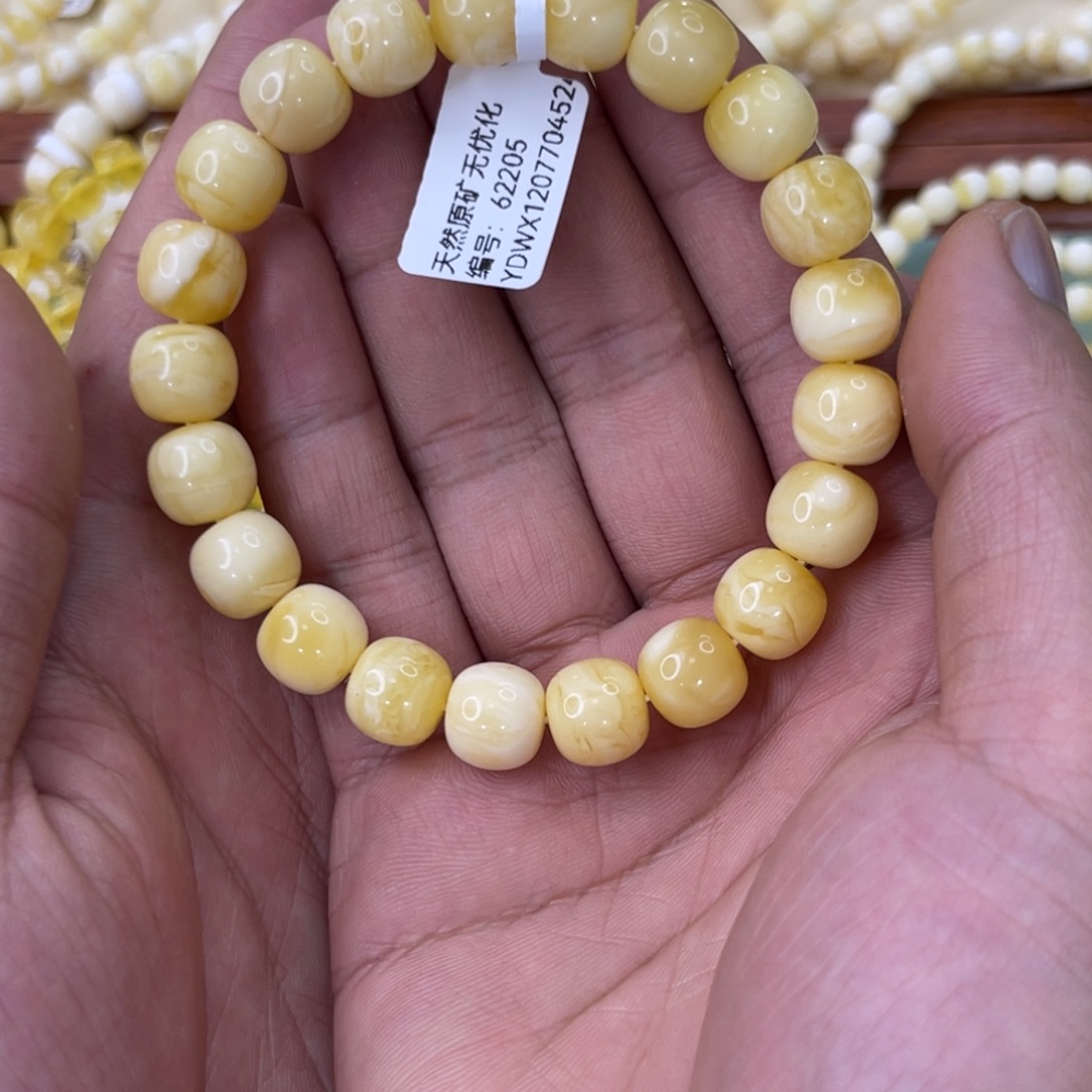 ****️未镶嵌琥珀手链蜜蜡11mm浓白妖花