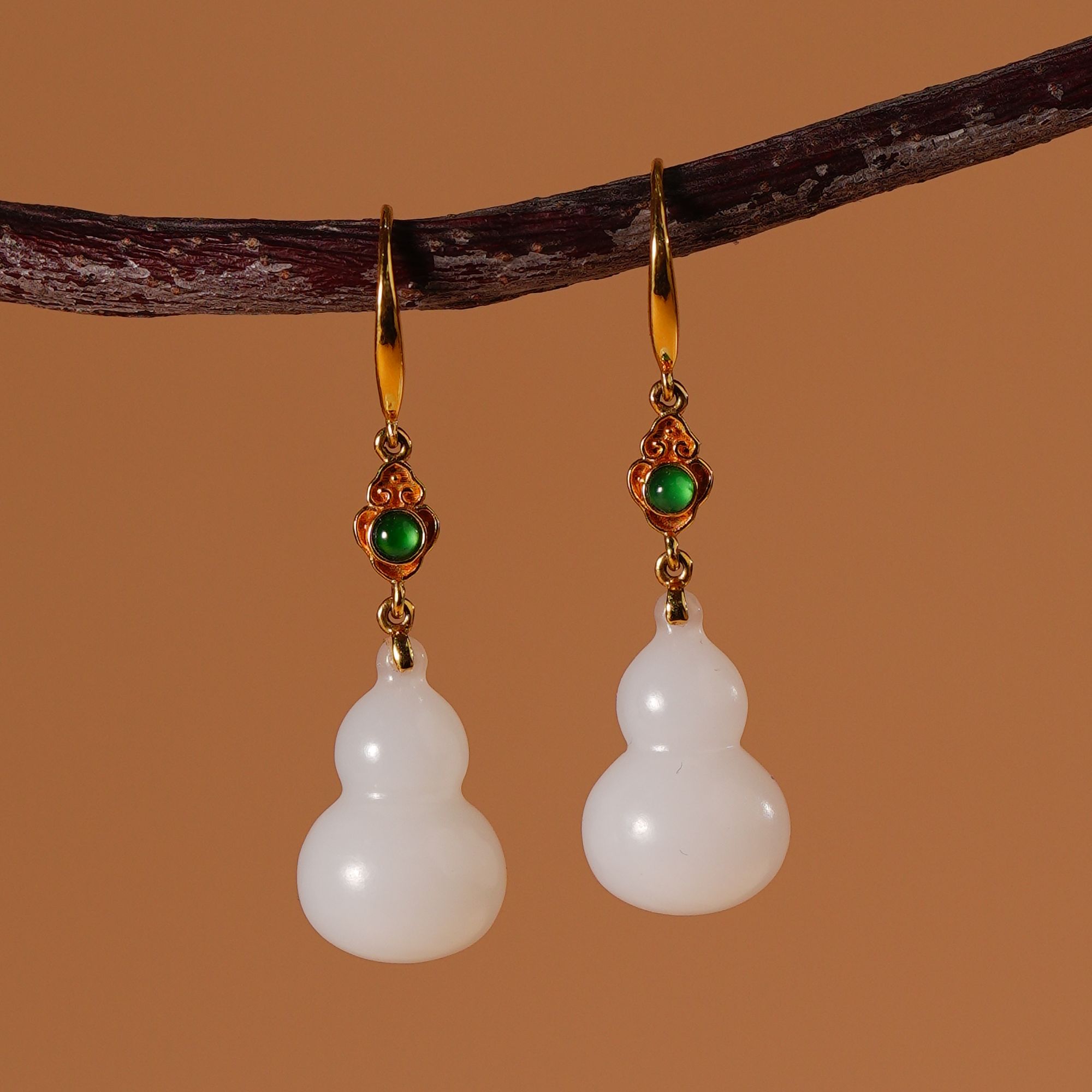 HA00785和田玉白玉葫芦耳坠