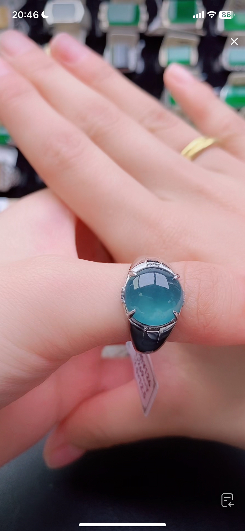 天然翡翠戒指s925银男戒