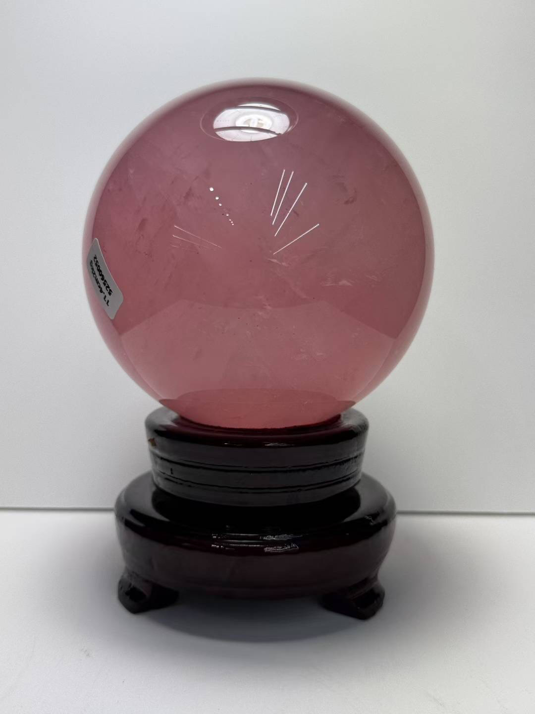 正品天然粉水球，直径11.4厘米厘米，原石打磨保真家居客厅店铺摆件